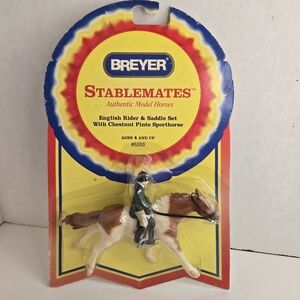 Vintage Breyer Stablemates English Rider & Saddle Set Chestnut Pinto  #5203 NIP